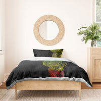 Hawaiian Traditional Tattoos Bedding Set Kakau Tribal Tropical Plant Motif Kanaka Maoli Flag Color Inspired