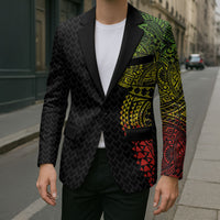 Hawaiian Traditional Tattoos Blazer Kakau Tribal Tropical Plant Motif Kanaka Maoli Flag Color Inspired