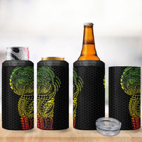 Hawaiian Traditional Tattoos 4 in 1 Can Cooler Tumbler Kakau Tribal Tropical Plant Motif Kanaka Maoli Flag Color Inspired