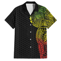 Hawaiian Traditional Tattoos Family Matching Off Shoulder Maxi Dress and Hawaiian Shirt Kakau Tribal Tropical Plant Motif Kanaka Maoli Flag Color Inspired