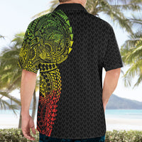 Hawaiian Traditional Tattoos Hawaiian Shirt Kakau Tribal Tropical Plant Motif Kanaka Maoli Flag Color Inspired