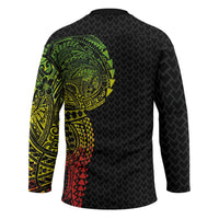 Hawaiian Traditional Tattoos Hockey Jersey Kakau Tribal Tropical Plant Motif Kanaka Maoli Flag Color Inspired LT03 - Polynesian Pride
