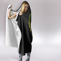 Hawaiian Traditional Tattoos Hooded Blanket Kakau Tribal Tropical Plant Motif Kanaka Maoli Flag Color Inspired