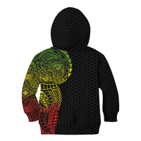 Hawaiian Traditional Tattoos Kid Hoodie Kakau Tribal Tropical Plant Motif Kanaka Maoli Flag Color Inspired