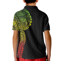 Hawaiian Traditional Tattoos Kid Polo Shirt Kakau Tribal Tropical Plant Motif Kanaka Maoli Flag Color Inspired LT03 - Polynesian Pride