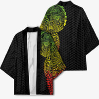 Hawaiian Traditional Tattoos Kimono Kakau Tribal Tropical Plant Motif Kanaka Maoli Flag Color Inspired