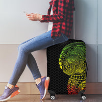 Hawaiian Traditional Tattoos Luggage Cover Kakau Tribal Tropical Plant Motif Kanaka Maoli Flag Color Inspired