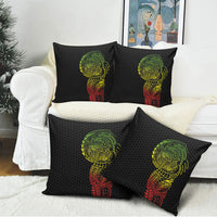 Hawaiian Traditional Tattoos Pillow Cover Kakau Tribal Tropical Plant Motif Kanaka Maoli Flag Color Inspired