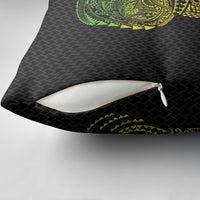 Hawaiian Traditional Tattoos Pillow Cover Kakau Tribal Tropical Plant Motif Kanaka Maoli Flag Color Inspired