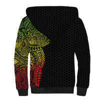 Hawaiian Traditional Tattoos Sherpa Hoodie Kakau Tribal Tropical Plant Motif Kanaka Maoli Flag Color Inspired