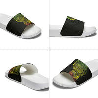 Hawaiian Traditional Tattoos Slide Sandals Kakau Tribal Tropical Plant Motif Kanaka Maoli Flag Color Inspired