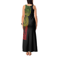 Hawaiian Traditional Tattoos Tank Maxi Dress Kakau Tribal Tropical Plant Motif Kanaka Maoli Flag Color Inspired