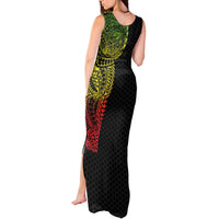Hawaiian Traditional Tattoos Tank Maxi Dress Kakau Tribal Tropical Plant Motif Kanaka Maoli Flag Color Inspired