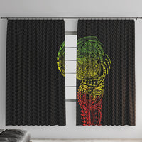 Hawaiian Traditional Tattoos Window Curtain Kakau Tribal Tropical Plant Motif Kanaka Maoli Flag Color Inspired