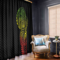 Hawaiian Traditional Tattoos Window Curtain Kakau Tribal Tropical Plant Motif Kanaka Maoli Flag Color Inspired