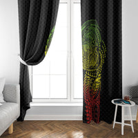 Hawaiian Traditional Tattoos Window Curtain Kakau Tribal Tropical Plant Motif Kanaka Maoli Flag Color Inspired