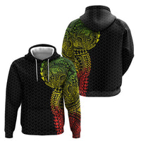 Hawaiian Traditional Tattoos Zip Hoodie Kakau Tribal Tropical Plant Motif Kanaka Maoli Flag Color Inspired
