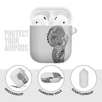 Hawaiian Traditional Tattoos AirPods Case Kakau Tribal Tropical Plant Motif White Color