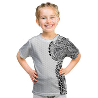 Hawaiian Traditional Tattoos Kid T Shirt Kakau Tribal Tropical Plant Motif White Color