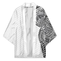 Hawaiian Traditional Tattoos Kimono Kakau Tribal Tropical Plant Motif White Color