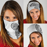 Hawaiian Traditional Tattoos Neck Gaiter Kakau Tribal Tropical Plant Motif White Color