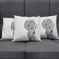 Hawaiian Traditional Tattoos Pillow Cover Kakau Tribal Tropical Plant Motif White Color