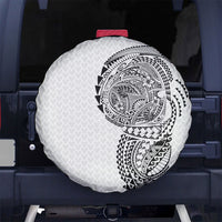 Hawaiian Traditional Tattoos Spare Tire Cover Kakau Tribal Tropical Plant Motif White Color