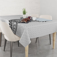 Hawaiian Traditional Tattoos Tablecloth Kakau Tribal Tropical Plant Motif White Color