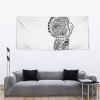 Hawaiian Traditional Tattoos Tapestry Kakau Tribal Tropical Plant Motif White Color