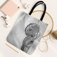 Hawaiian Traditional Tattoos Tote Bag Kakau Tribal Tropical Plant Motif White Color
