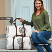 Hawaiian Traditional Tattoos Travel Bag Kakau Tribal Tropical Plant Motif White Color