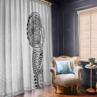 Hawaiian Traditional Tattoos Window Curtain Kakau Tribal Tropical Plant Motif White Color