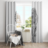 Hawaiian Traditional Tattoos Window Curtain Kakau Tribal Tropical Plant Motif White Color