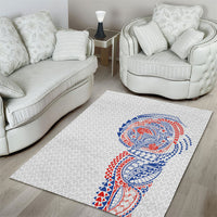 Hawaiian Traditional Tattoos Area Rug Kakau Tribal Tropical Plant Motif Hawaii Flag Color Inspired