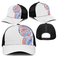 Hawaiian Traditional Tattoos Baseball Net Cap Kakau Tribal Tropical Plants Motif Hawaii Flag Color Inspired
