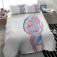 Hawaiian Traditional Tattoos Bedding Set Kakau Tribal Tropical Plant Motif Hawaii Flag Color Inspired