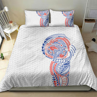 Hawaiian Traditional Tattoos Bedding Set Kakau Tribal Tropical Plant Motif Hawaii Flag Color Inspired