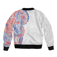 Hawaiian Traditional Tattoos Bomber Jacket Kakau Tribal Tropical Plant Motif Hawaii Flag Color Inspired
