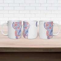 Hawaiian Traditional Tattoos Ceramic Mug Kakau Tribal Tropical Plant Motif Hawaii Flag Color Inspired