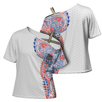 Hawaiian Traditional Tattoos Cross Shoulder Shirt Kakau Tribal Tropical Plant Motif Hawaii Flag Color Inspired