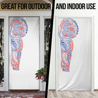 Hawaiian Traditional Tattoos Door Cover Kakau Tribal Tropical Plant Motif Hawaii Flag Color Inspired