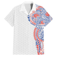 Hawaiian Traditional Tattoos Family Matching Short Sleeve Bodycon Dress and Hawaiian Shirt Kakau Tribal Tropical Plant Motif Hawaii Flag Color Inspired LT03 Dad's Shirt - Short Sleeve Multicolor - Polynesian Pride