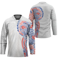 Hawaiian Traditional Tattoos Hockey Jersey Kakau Tribal Tropical Plant Motif Hawaii Flag Color Inspired