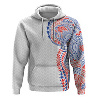Hawaiian Traditional Tattoos Hoodie Kakau Tribal Tropical Plant Motif Hawaii Flag Color Inspired