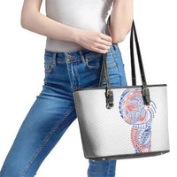 Hawaiian Traditional Tattoos Leather Tote Bag Kakau Tribal Tropical Plant Motif Hawaii Flag Color Inspired