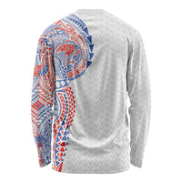 Hawaiian Traditional Tattoos Long Sleeve Shirt Kakau Tribal Tropical Plant Motif Hawaii Flag Color Inspired