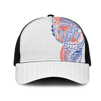 Hawaiian Traditional Tattoos Mesh Trucker Cap Kakau Tribal Tropical Plants Motif Hawaii Flag Color Inspired