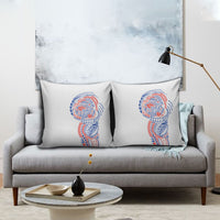Hawaiian Traditional Tattoos Pillow Cover Kakau Tribal Tropical Plant Motif Hawaii Flag Color Inspired