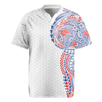 Hawaiian Traditional Tattoos Rugby Jersey Kakau Tribal Tropical Plant Motif Hawaii Flag Color Inspired