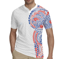 Hawaiian Traditional Tattoos Rugby Jersey Kakau Tribal Tropical Plant Motif Hawaii Flag Color Inspired